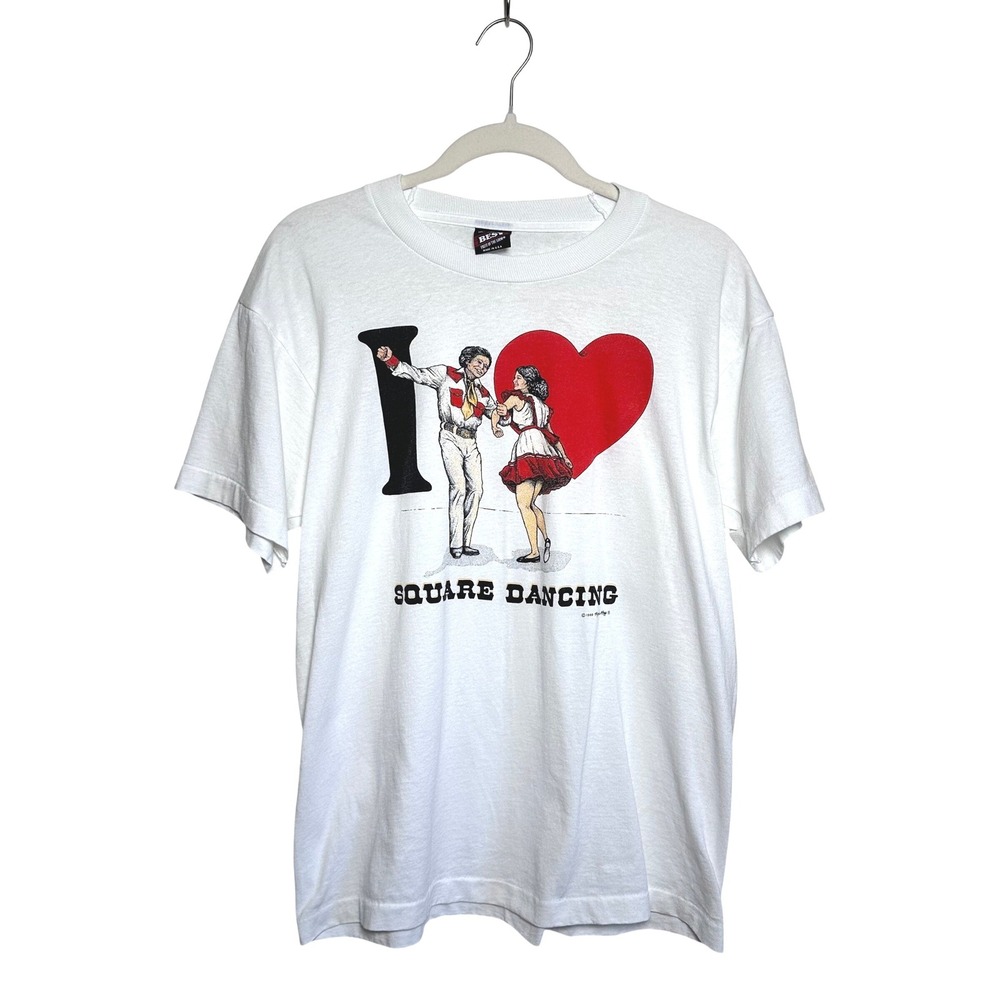 Vintage 1988 I Love Square Dancing T Shirt Single Stitch 80s Graphic Women's L